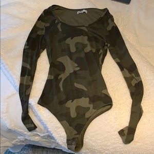 Green camo long sleeve body suit